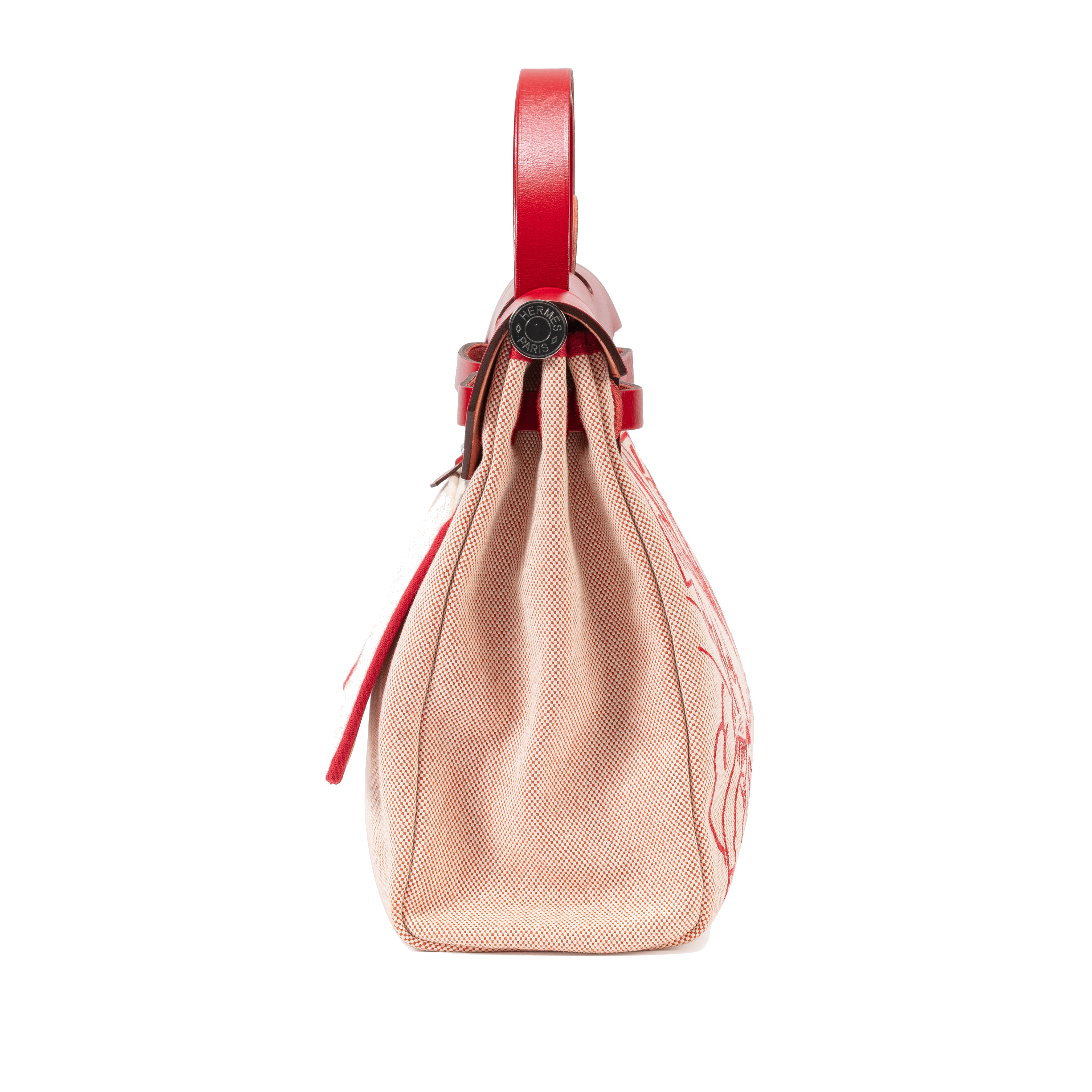 Hermès Rouge Piment Hunter Leather and Canvas Pegasus Pop Herbag Zip 31 Palladium Hardware Z stamp  view 4