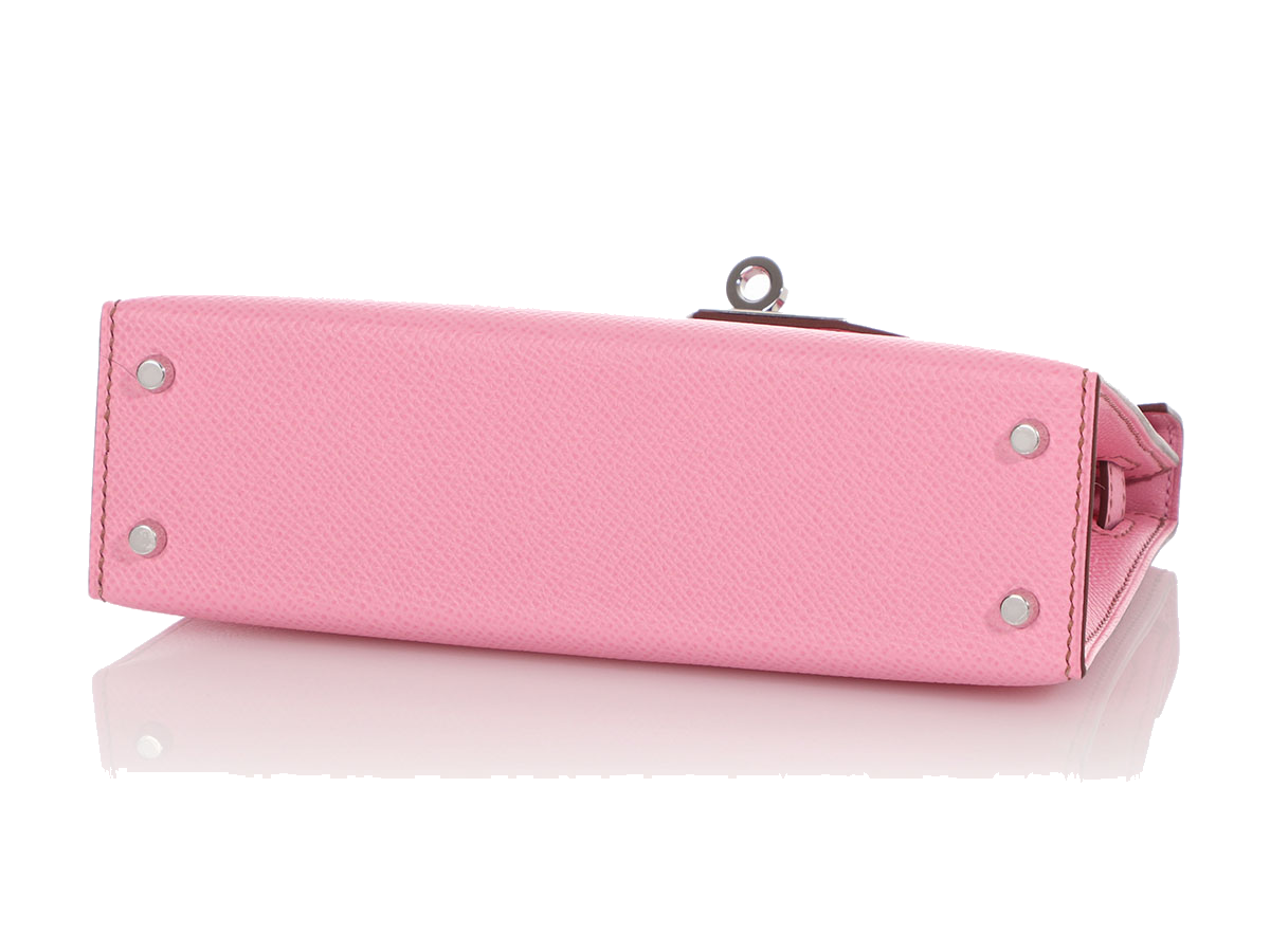 Hermes 5P Bubblegum Pink Mini Kelly PHW W stamp view 7