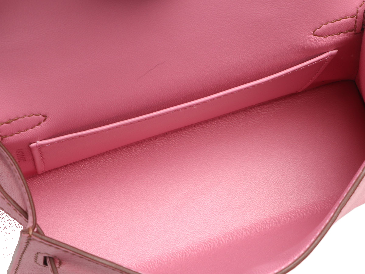 Hermes 5P Bubblegum Pink Mini Kelly PHW W stamp view 2