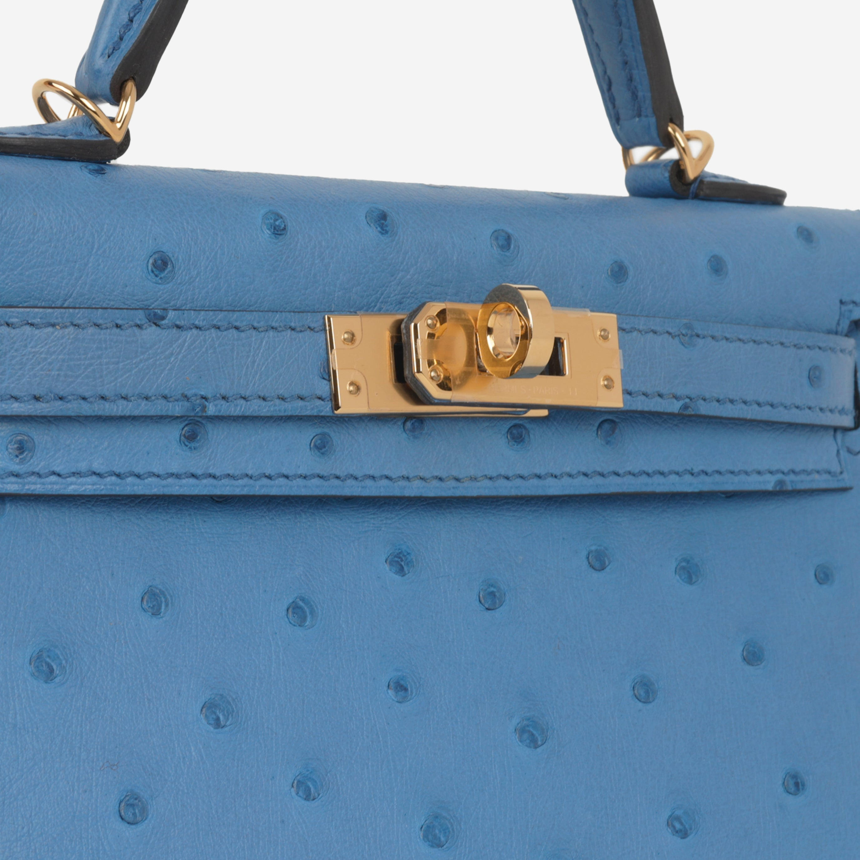 Hermes Hanada Ostrich PHW Hanada Mini Kelly W stamp view 4