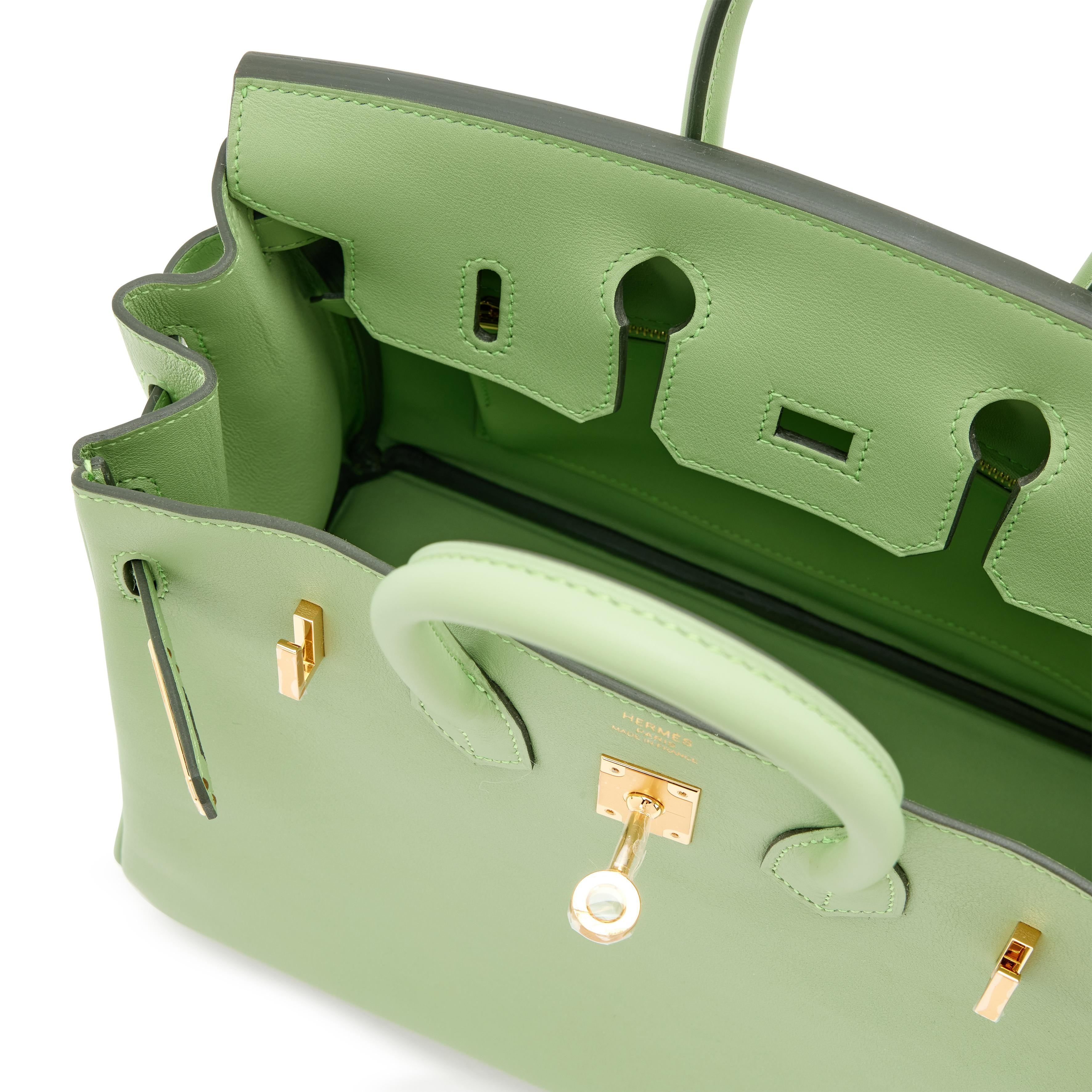 Hermes Birkin 25 Vert Criquet Swift Gold Hardware U stamp view 6