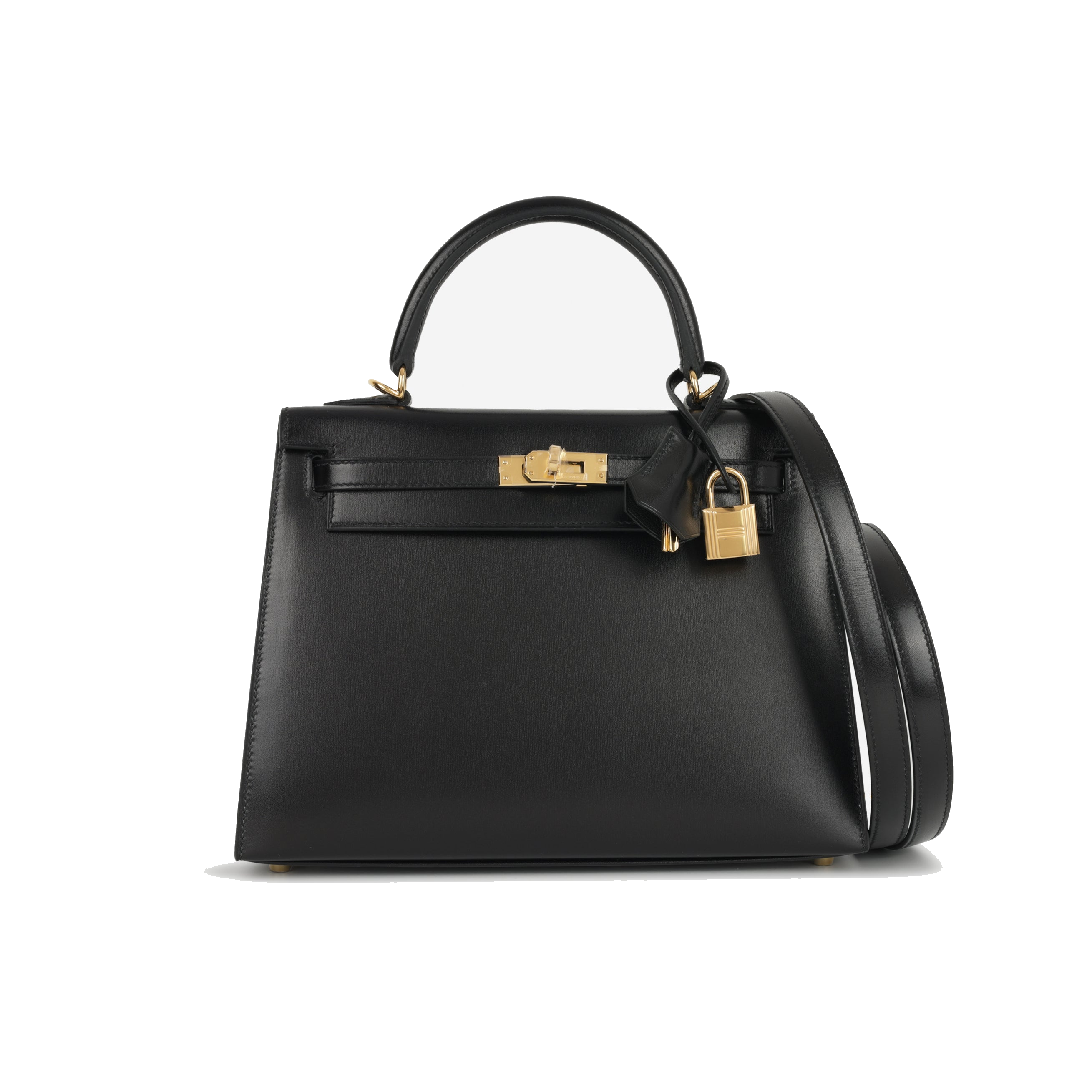 Hermes Kelly 25 Sellier Black Noir Box Calf Leather Gold Hardware 2024 W stamp