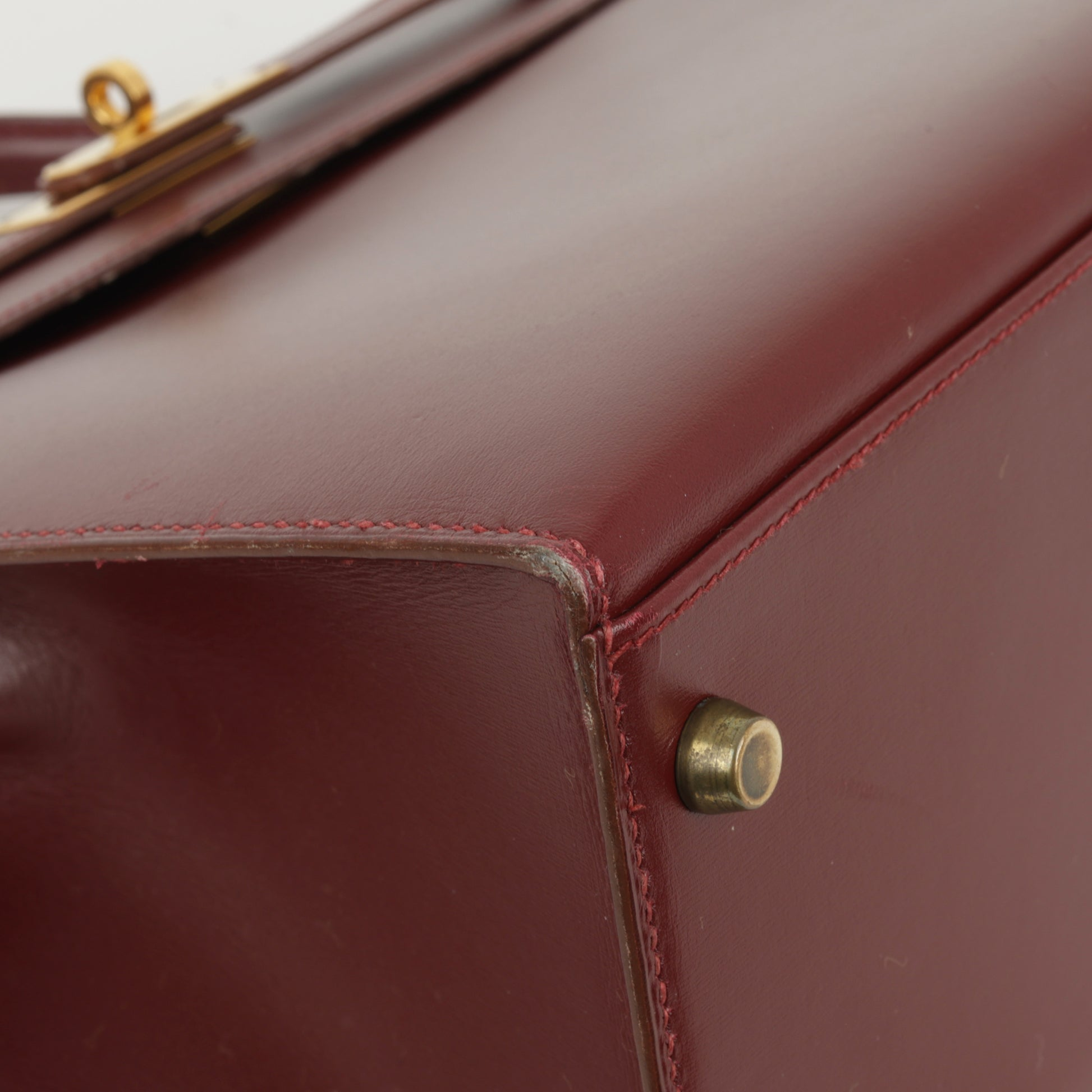 Hermes Kelly 28 Rouge H55 Box Calf leather Gold hardware Circle R view 10