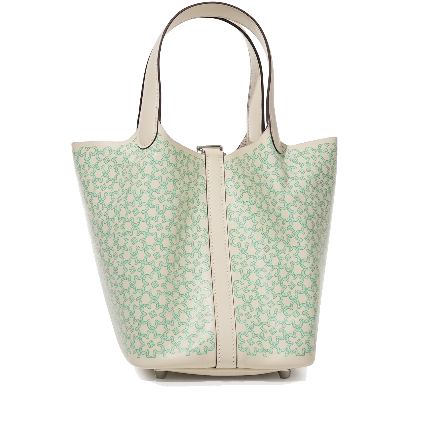 Hermes Limited Edition Picotin 18 Lucky Daisy Vert against Nata view 4