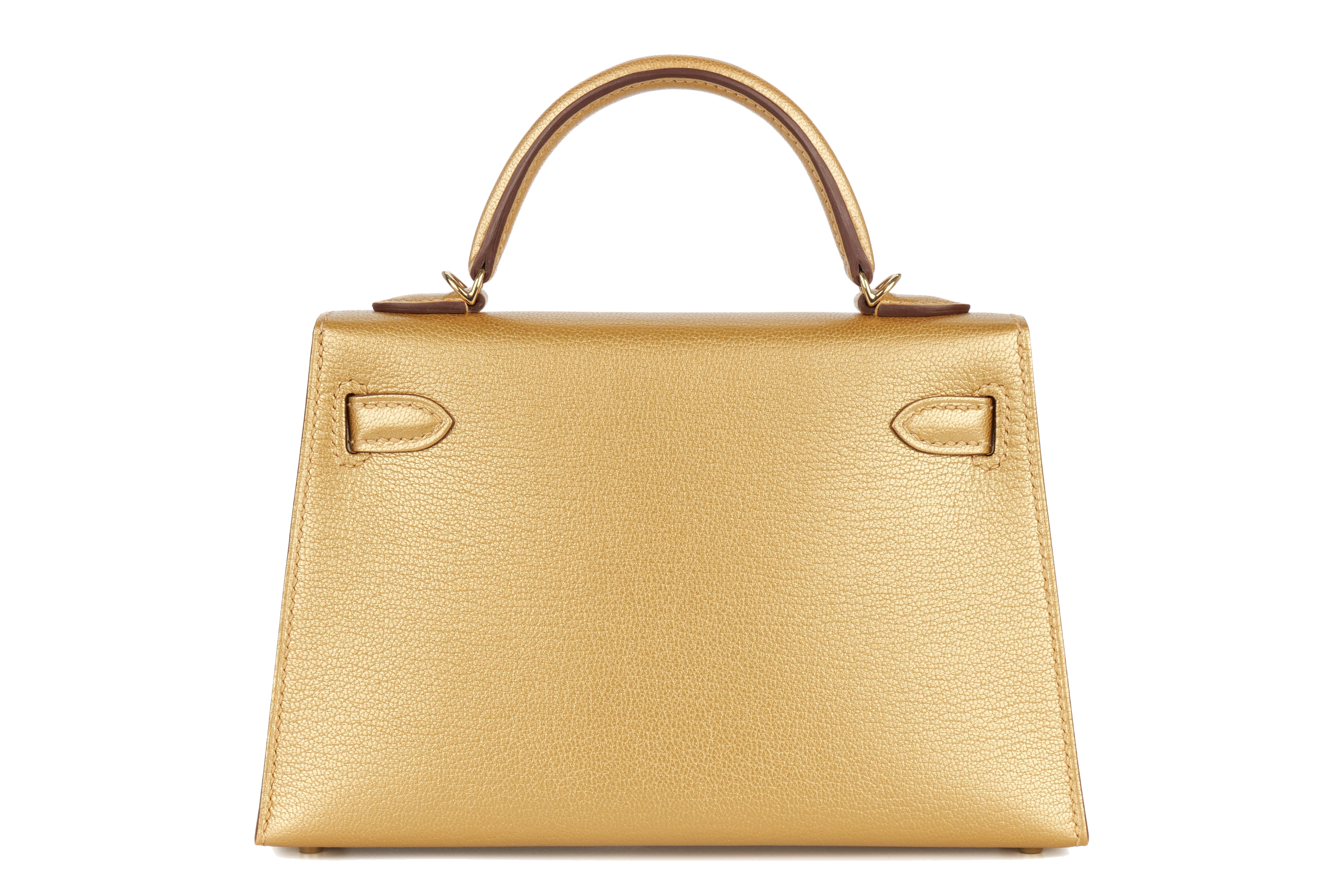 Hermes Metallic Dore Chevre Chamkila Permabrass hardware Mini Kelly W stamp view 3