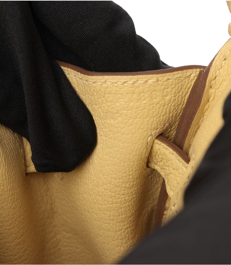 Hermes Birkin 25 Jaune Poussin Togo leather Retourne B stamp view 2
